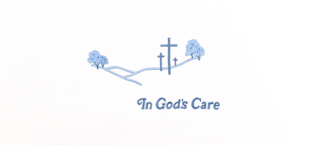 In Gods Care Blue White Faux